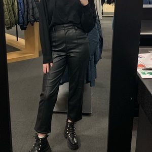 faux leather straight leg pants